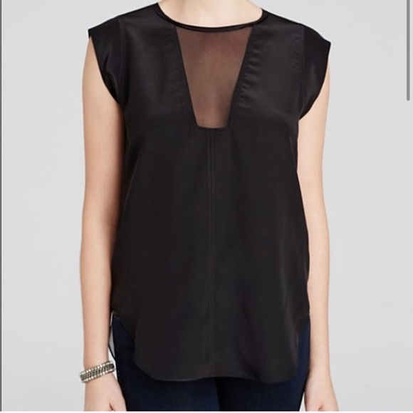 Rebecca Taylor Charlie Silk Top in Black Size 10 - Picture 1 of 9